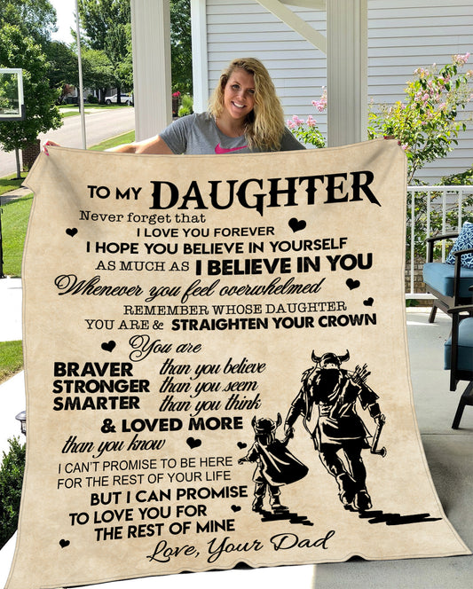 To My Daughter | From Dad | Plush Fleece Blanket | Warrior and Daughter