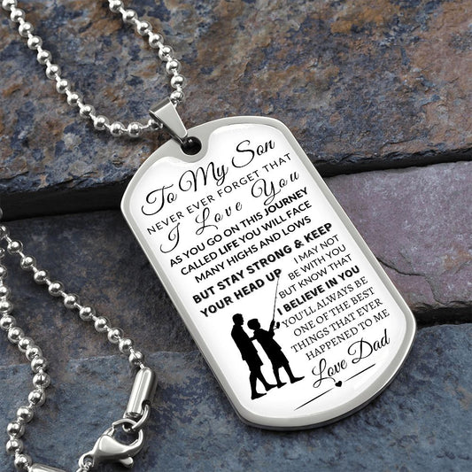 To My Son | From Dad | Military Dog Tag | WHT & BLK