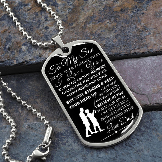 To My Son | From Dad | Military Dog Tag | BLK & WHT