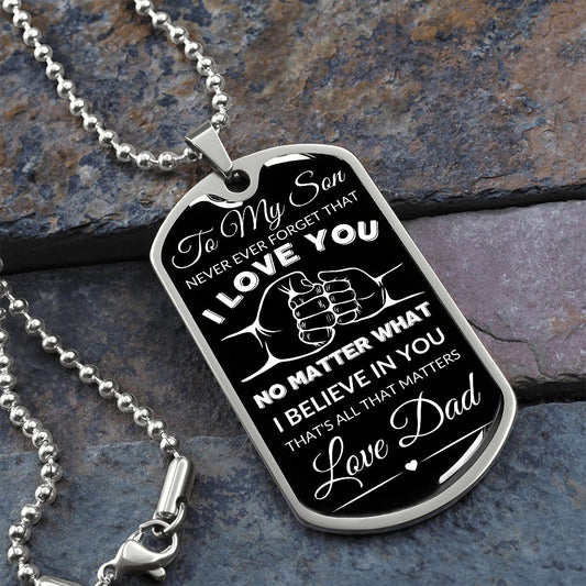 To My Son | From Dad | Military Dog Tag | BLK & WHT