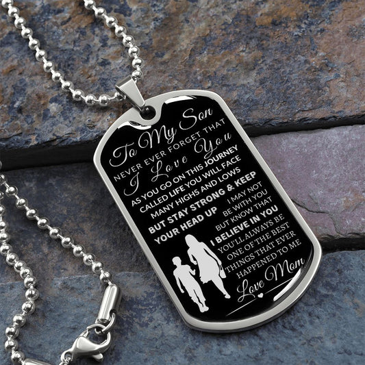 To My Son | From Mom | Military Dog Tag | BLK & SLV
