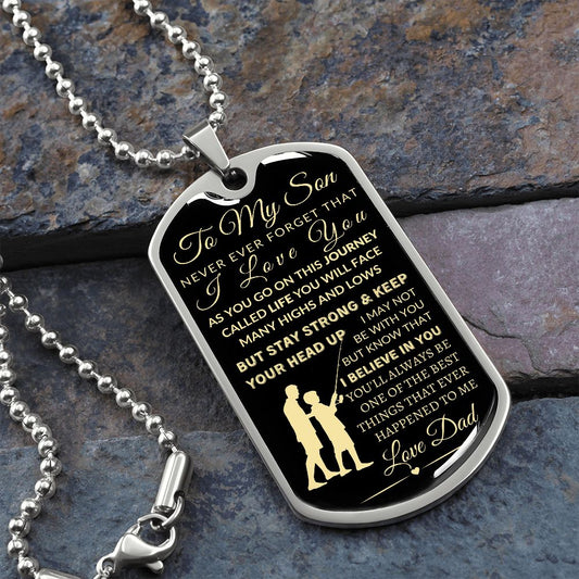 To My Son | From Dad | Military Dog Tag | BLK & GLD