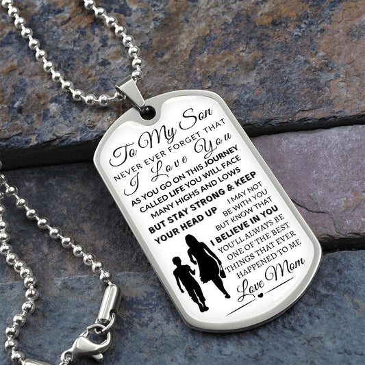To My Son | From Mom | Military Dog Tag | WHT & BLK