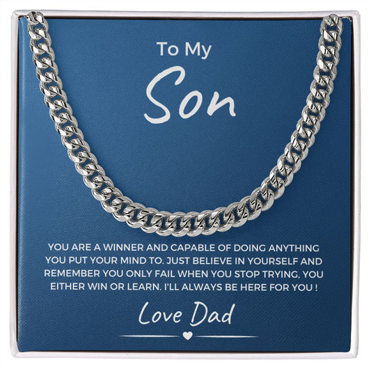 To My Son | From Dad | Cuban Link Chain | You Are A Winner
