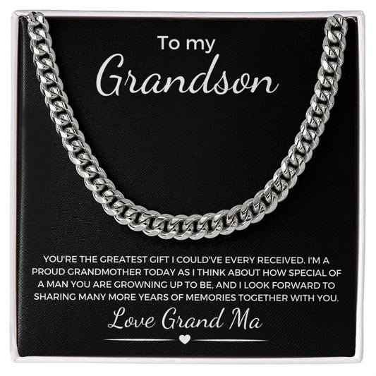 To My Grandson | From Grandmother | Cuban Chain