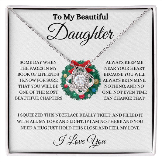 To My Beautiful Daughter | Love Knot Necklace | WHT Christmas Wreath