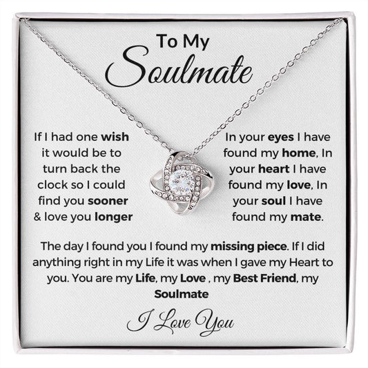 To My Soulmate | One Wish | Love Knot Necklace | WHT