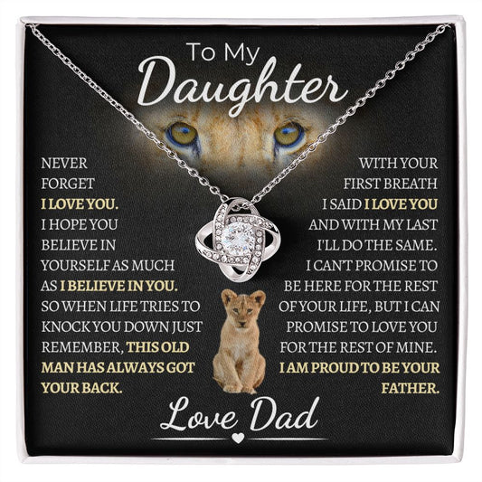 To My Daughter | From Dad | Love Knot Necklace | Lion