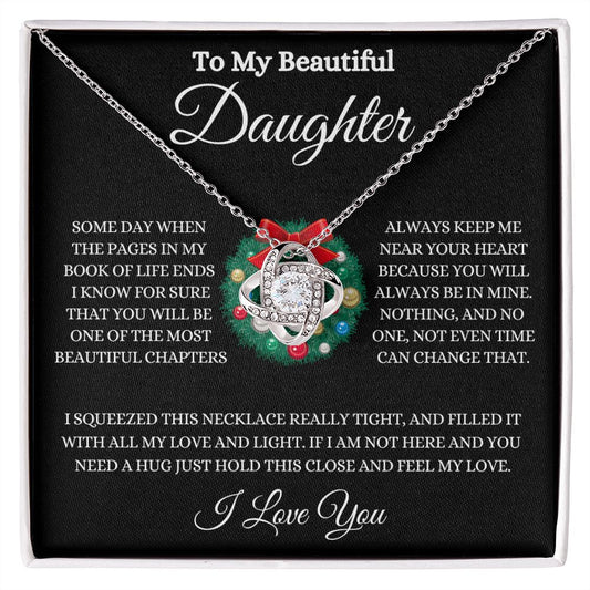 To My Beautiful Daughter | Love Knot Necklace | BLK Christmas Wreath