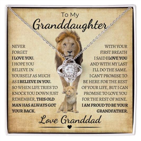 To My Granddaughter | From Granddad | Love Knot Necklace | Lion