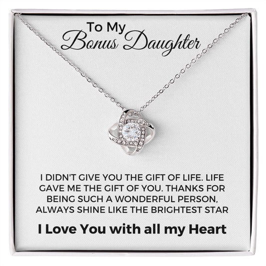 To My Bonus Daughter | Love Knot Necklace | All My Heart Print