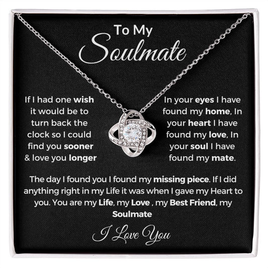 To My Soulmate | One Wish | Love Knot Necklace | BLK