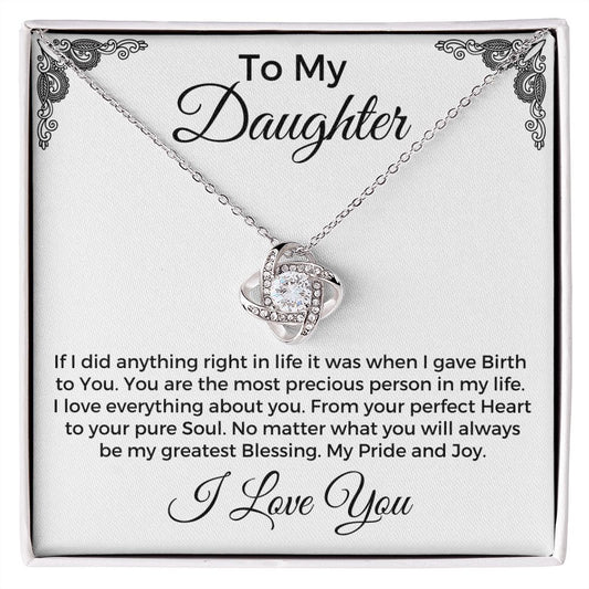 To My Daughter | From Mom | Love Knot Necklace