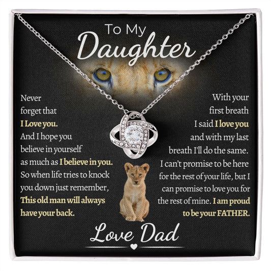 To My Daughter | From Dad | Love Knot Necklace | Lion