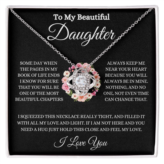 To My Beautiful Daughter | Love Knot Necklace | BLK Floral Wreath