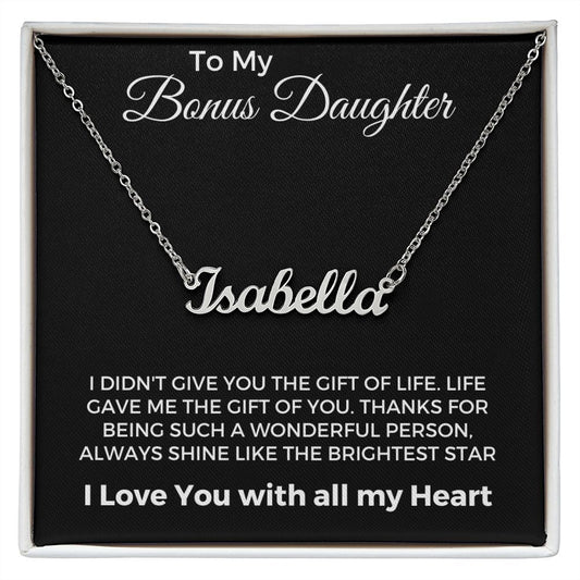 To My Bonus Daughter | Personalized Name Necklace