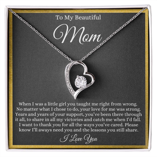 To Mom | From Daughter | Forever Love Necklace | BLK Fade Gold Border